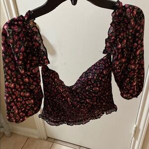 Floral Black and Pink Women's Top